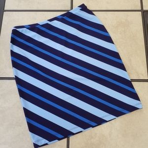 Express SKIRT XS Diagonal Stripe in BLUES work/casual Office unlined